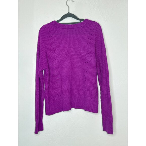 Banana Republic Fushia Wool Alpaca Blend Knit Sweater Drop Shoulder Size Large - Picture 6 of 7